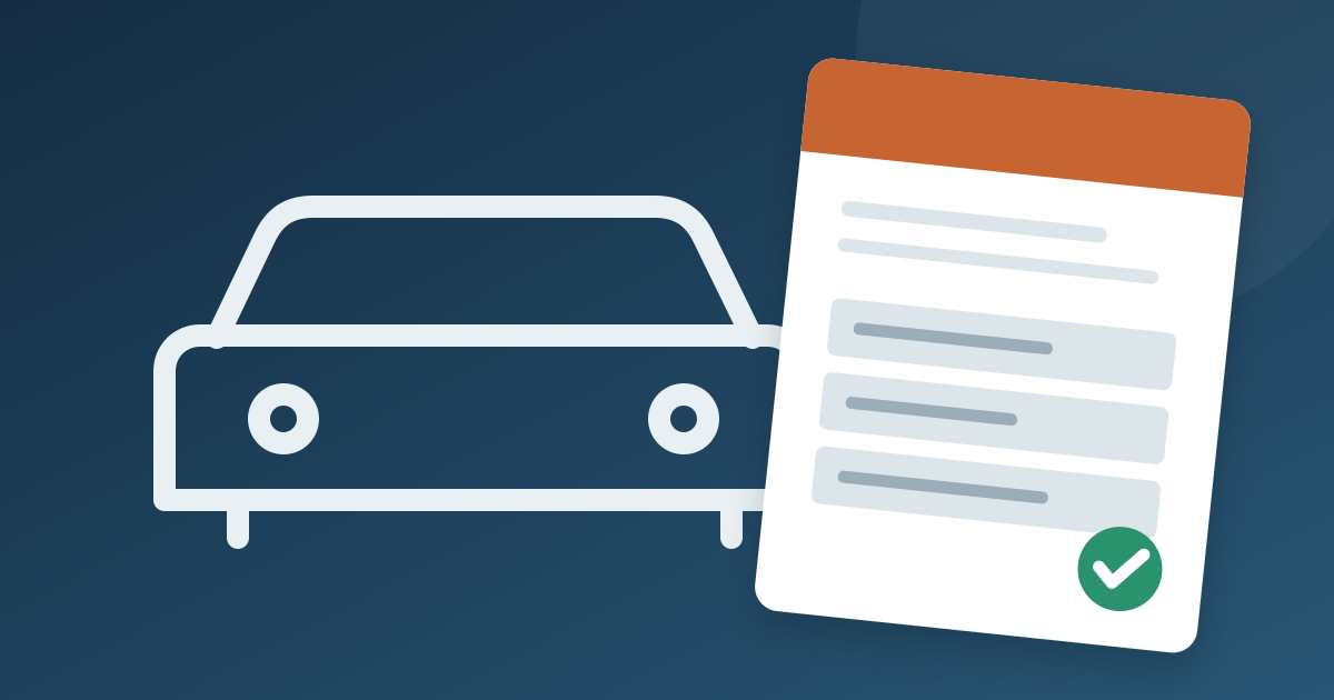 Car beside a completed insurance filing