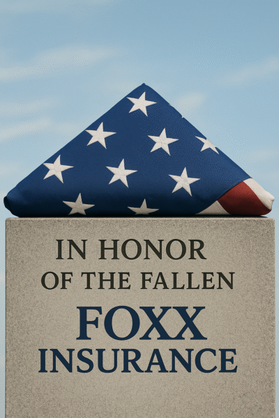 American flag draped over a soldier's memorial stone