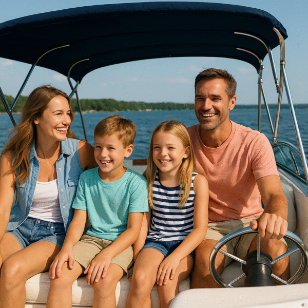 Family enjoying a boat ride