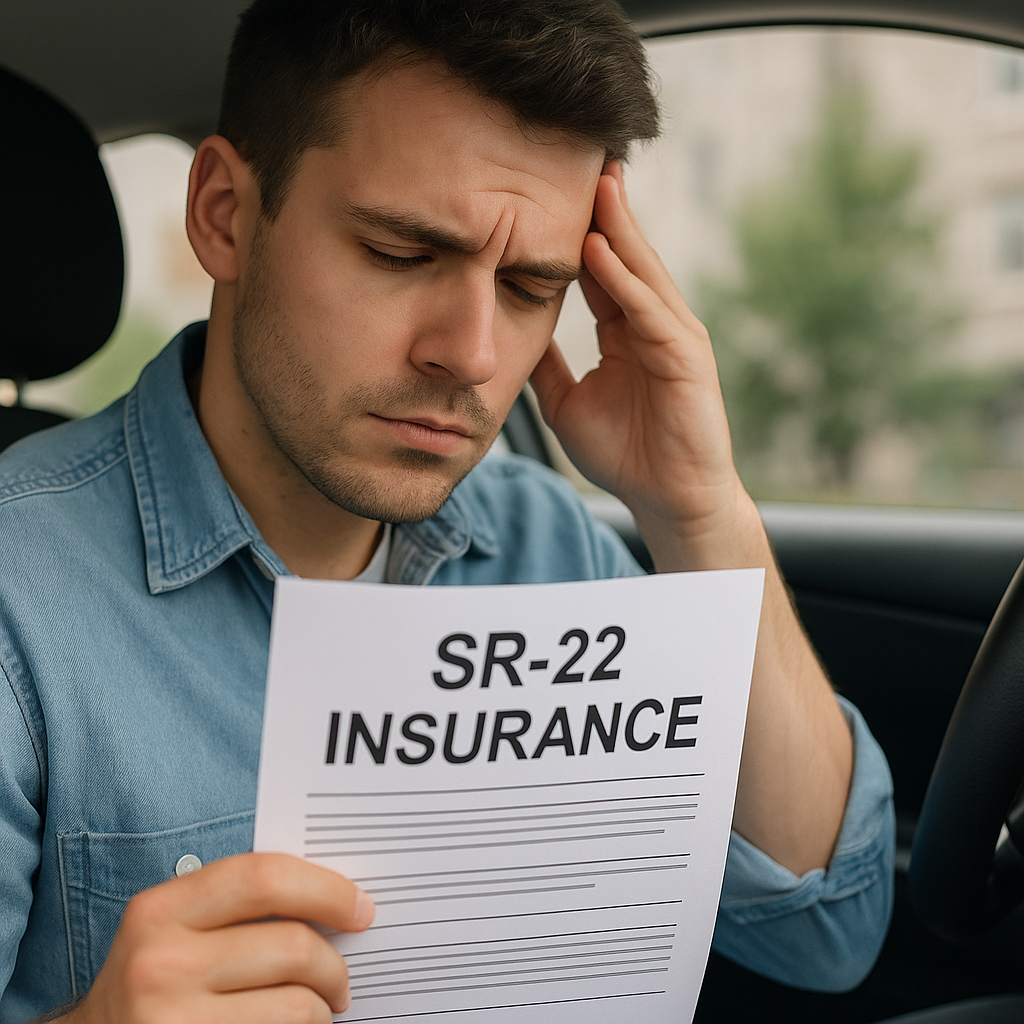 Driver reading about SR-22 insurance requirements