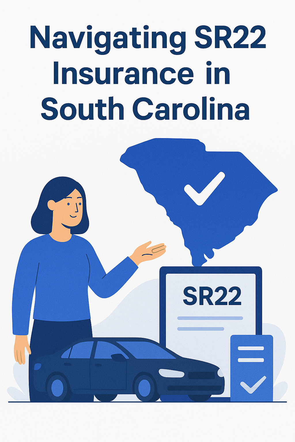 Navigating SR22 insurance in South Carolina with documents and map illustration