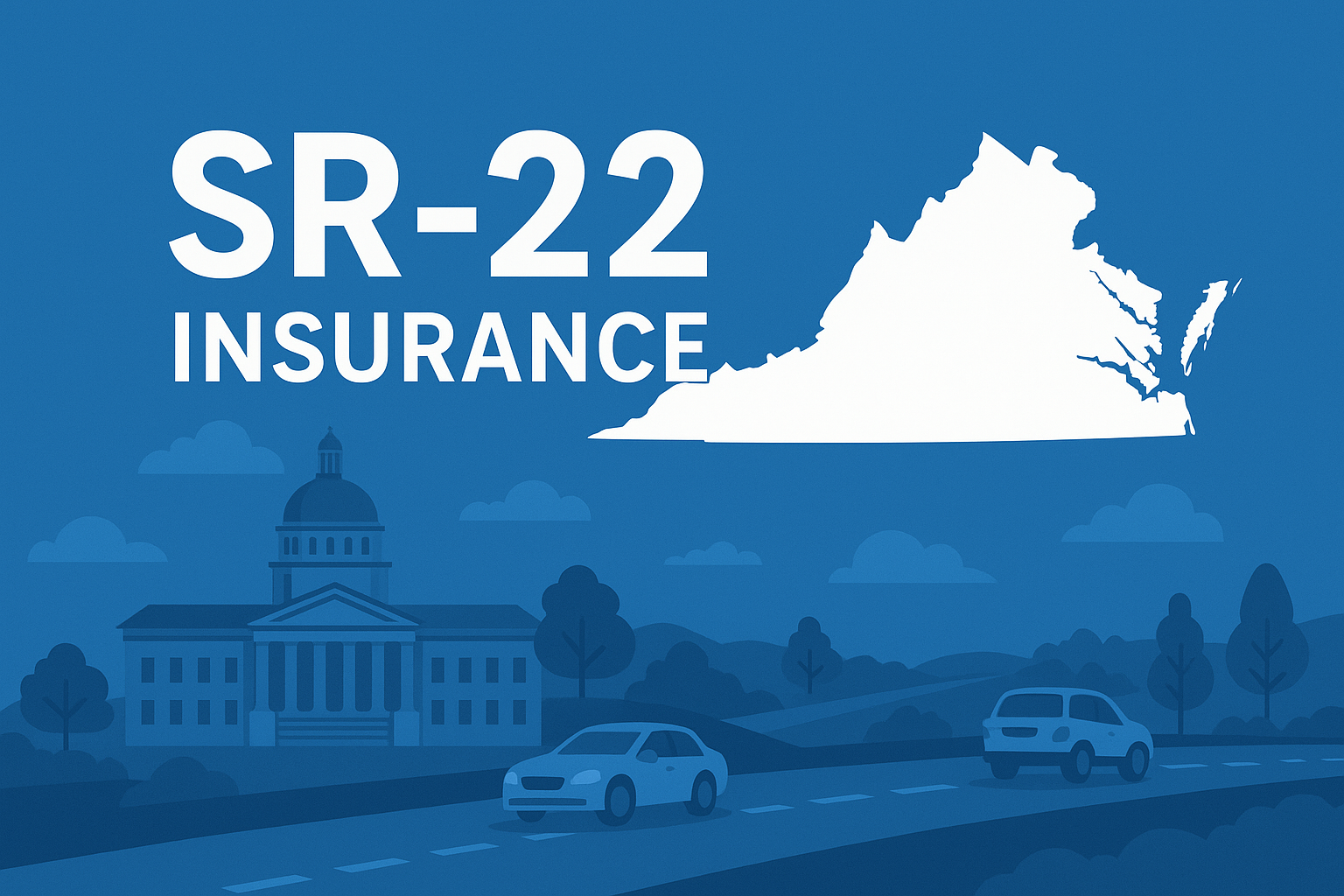 Virginia SR-22 insurance with state outline and roadway